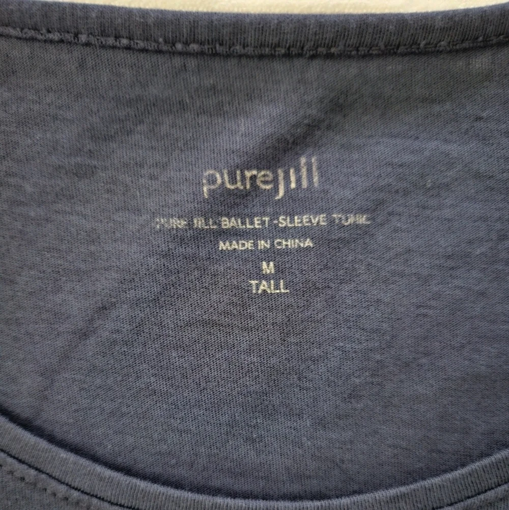 J.Jill Pure Jill Navy Blue 3/4 Sleeve Dress/Long Shirt Size M Tall - Picture 3 of 5